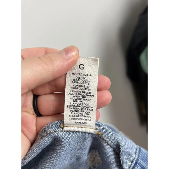 Ci Sono Distressed Jean Denim Jacket Size Large Cotton Blend DJK161 Women’s - Picture 6 of 6